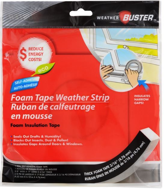 Photo 1 of  Weather Buster Foam Tape Weather Strips, 17 ft. Rolls --12 Packs-- 