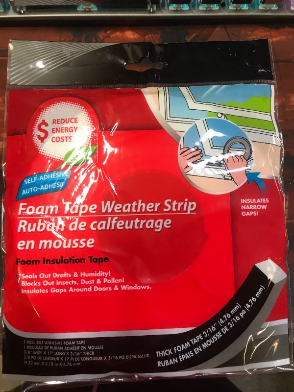 Photo 2 of  Weather Buster Foam Tape Weather Strips, 17 ft. Rolls --12 Packs-- 