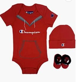 Photo 1 of Champion Infant 3-Piece Box Set Includes Body Suit, bib or hat and Booties  0-6 months -- Packaging Slightly Damaged --