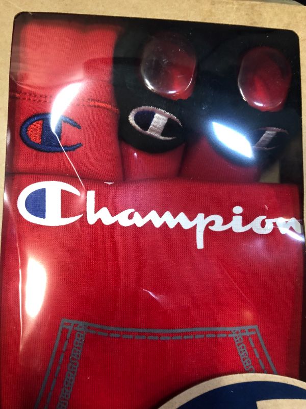 Photo 3 of Champion Infant 3-Piece Box Set Includes Body Suit, bib or hat and Booties  0-6 months -- Packaging Slightly Damaged --