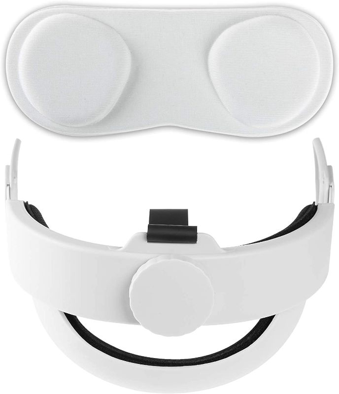 Photo 1 of 1+1) Ermorgen Adjustable Headband Compatible for Quest 2 with Extra Head Cushion, Dust Proof Lens Cover
