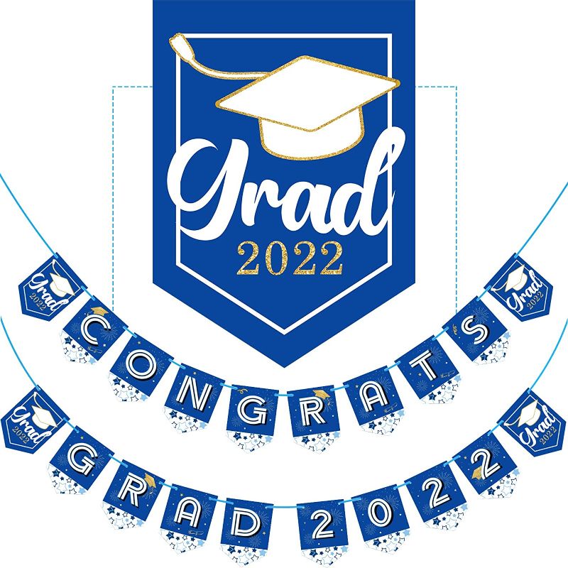 Photo 1 of 2022 Graduation Banner, No DIY Required Graduation Banner Congrats Party Supplies Decorations, Congrats 2022 Grad, Grad Banner for College, High School Party Supplies (Blue)
2 pack 