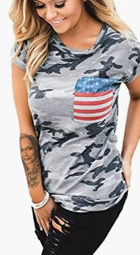 Photo 1 of DDSOL Womens Casual American Flag T Shirt 4th of July Short Sleeve Tee USA Patriotic Summer Blouse Tops
size L