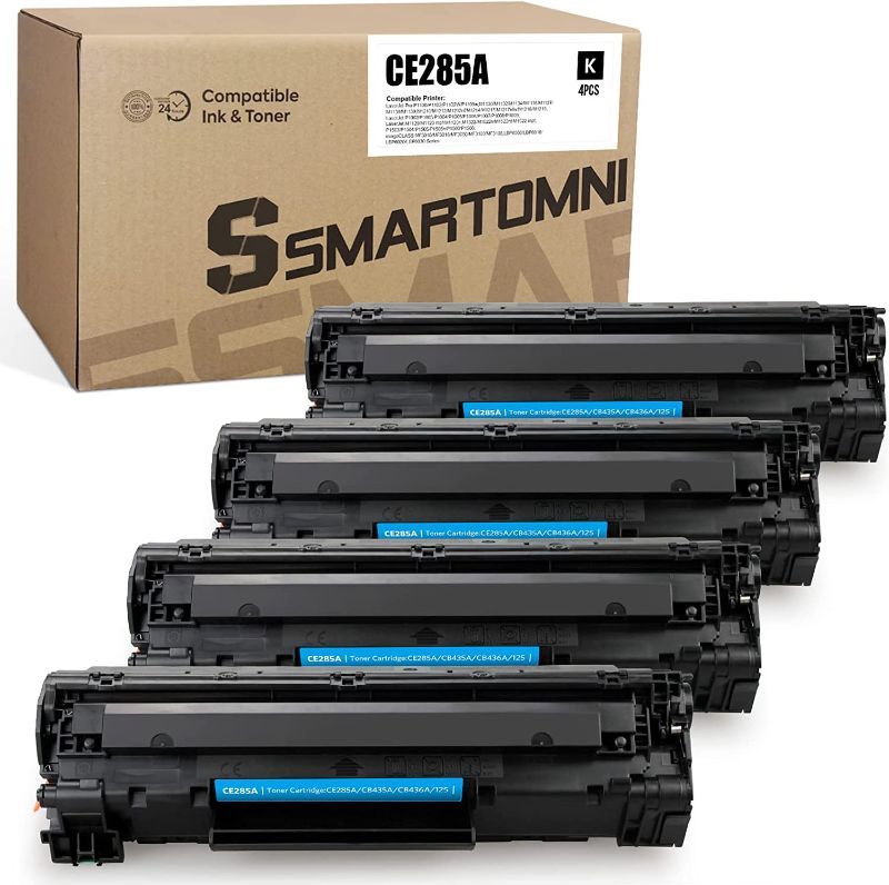 Photo 1 of S SMARTOMNI 85A CE285A Compatible Toner Cartridge for HP CE285A 36A CB436A 35A CB435A Canon 125 CRG-125 use for HP P1109w M1212nf M1217nfw P1002 P1006 M1522 Canon ImageClass MF3010 Black 4 Packs
(MISSING ONE)