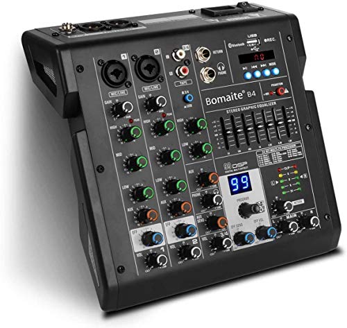 Photo 1 of Bomaite B4 Professional Portable 4 Channel Built in 99 DSP Digital Mini Audio Mixer
