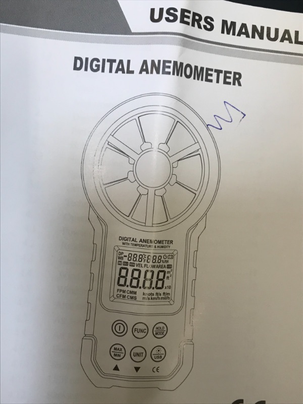 Photo 5 of Protmex Handheld USB Wind Speed Meter Digital Anemometer, Portable LCD Backlight Humidity Temperature Tester Meters, Air Volume Measuring CFM Meter, PT6252B (Battery Included)
