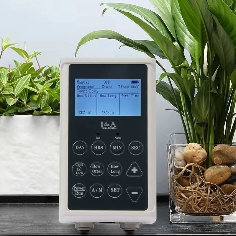 Photo 1 of J&A Automatic Watering System for Potted Plants Automatic Drip Irrigation Kits Houseplants Self-Watering System with 90-Day Digital Programmable Water Timer DIY Potted Plants Irrigation System with LED Screen (Pack of 1, White)
