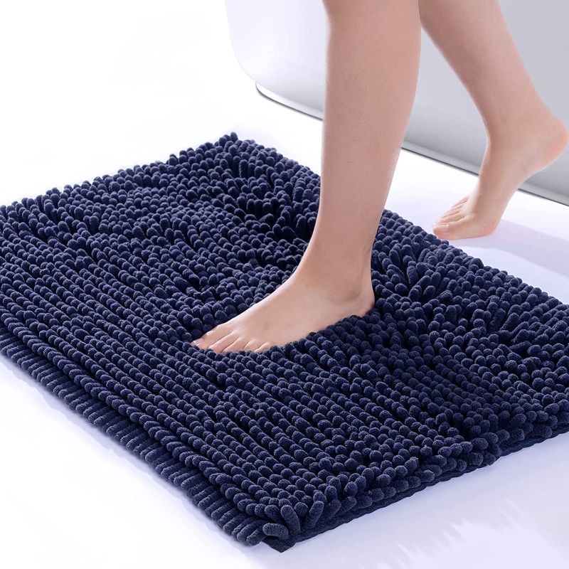 Photo 1 of Bathroom Rugs Non-Slip Bath Mat 32”x20”, Washable Soft Shower Mat, for Bathroom Floor & Tub Fluffy Shaggy Rug, Durable Thick Water Absorbent Microfiber Plush Rugs, With Floor Gripper -- Minor Tear on Bottom Of  Large Mat -- 