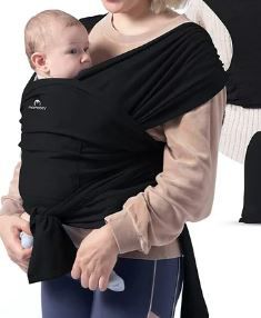 Photo 1 of  Momcozy Baby Wrap Carrier Slings, Adjustable Baby Carriers for Newborn for Infant Newborn up to 50 lbs, Black