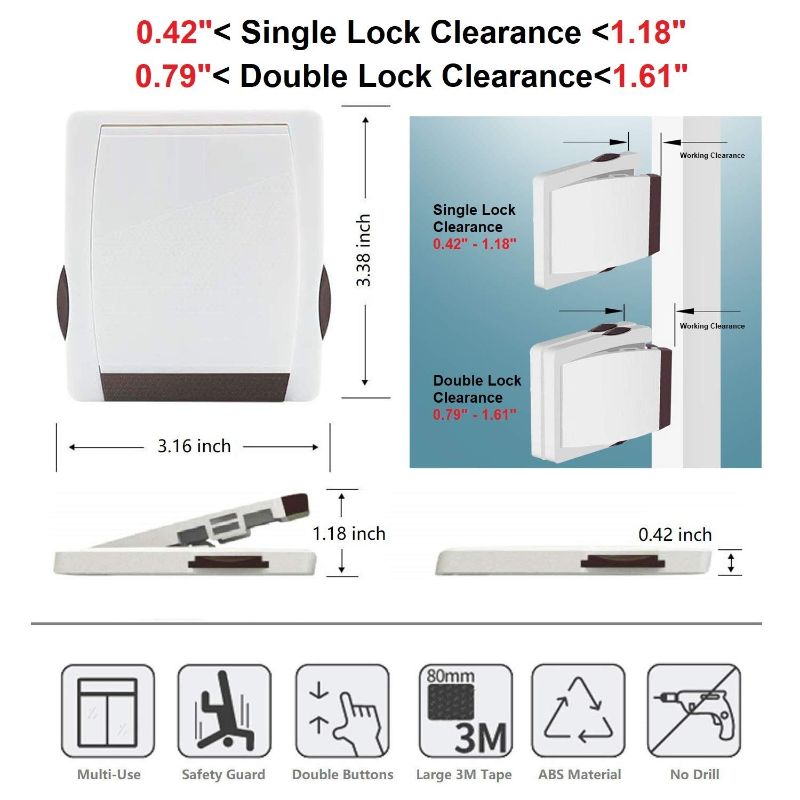 Photo 1 of Sliding Glass Door Child Lock - OKEFAN 4 Pack Baby Safety Slide Window Locks for Kids Proof Patio Closet Doors No Drilling Tools Needed                    -- Packaging Slightly Damaged --