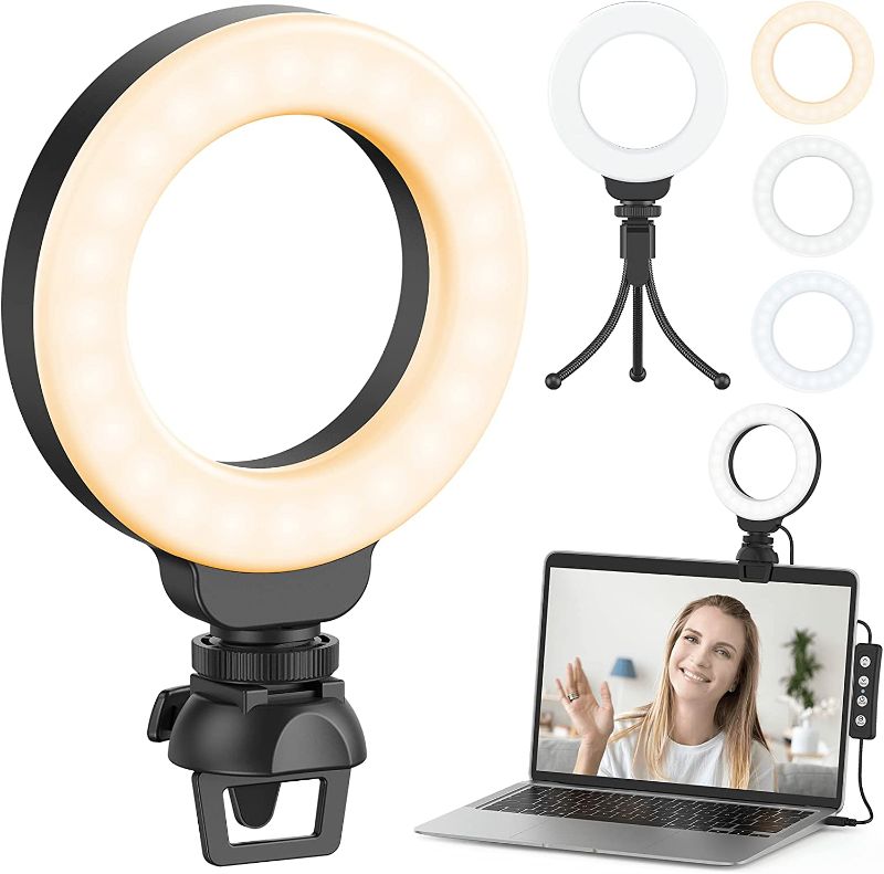 Photo 1 of Ring Light for Laptop Computer, Ruyilam Video Conference Lighting Kit with Clip and Tripod, Desktop PC Selfie Dimmable Light with Stand Ring Light for Live Streaming, Video Recording, Makeup