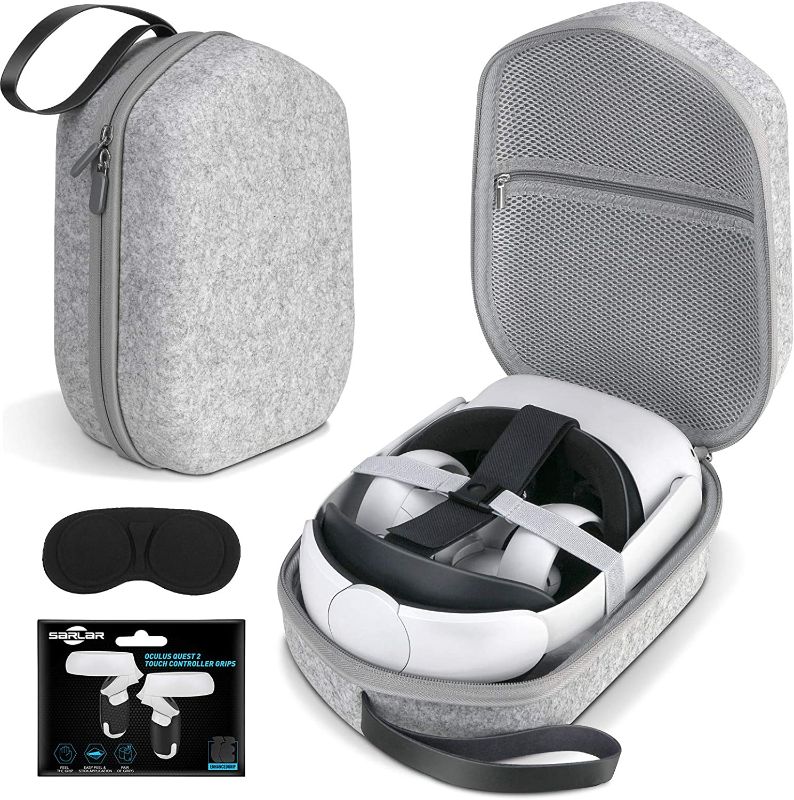 Photo 1 of SARLAR Hard Carrying Case Compatible with Oculus Quest 2 Basic/Elite Version VR Gaming Headset and Touch Controllers Accessories, Suitable for Travel and Home Storage -- Game Not Included --