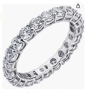 Photo 1 of Amazon Collection Platinum or Gold Plated Sterling Silver All-Around Band Ring set with Round Infinite Elements Zirconia