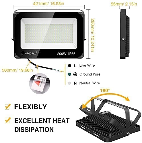 Photo 2 of 2 Pack 200W LED Flood Light, Super Bright
