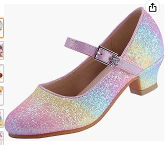 Photo 1 of Girls High Heel Dress Shoes Mary Jane Princess Wedding Party Pump Sparkle Glitter Shoes for Kids Toddler Size 10 / 18cm
