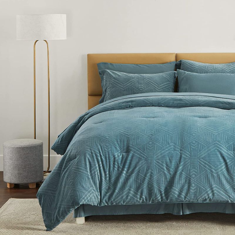 Photo 1 of Bedsure Bedding Sets Queen Size - 8 Piece Bed in a Bag Jacquard Comforter Set with Sheets, All Season Reversible Teal Bed Set with Comforter, Sheet, Pillow Sham and Pillowcase (Queen, Teal)
