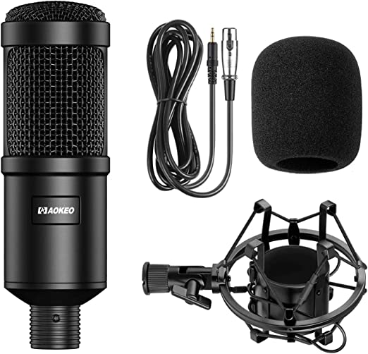 Photo 1 of Aokeo AK-60 Professional Condenser Microphone, Music Studio MIC Podcast Recording Microphone Kit with Stand Shock Mount for PC Laptop Computer Broadcasting YouTube Vlogging Skype Chatting Gaming
