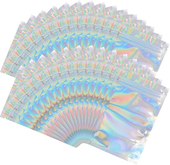 Photo 1 of 100 Pieces Mylar Holographic Resealable Bags 