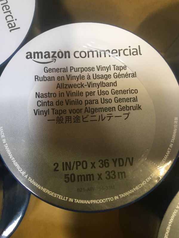 Photo 4 of Amazon Commercial General Purpose Vinyl Tape, 0.13mm x 2" x 33M, Blue - 10PCS