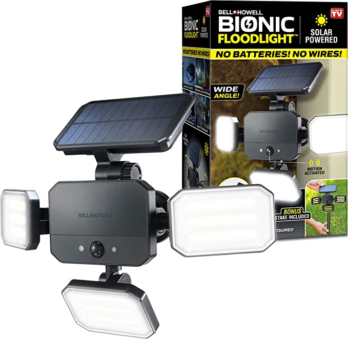 Photo 1 of Bionic Floodlight Deluxe 50% Brighter by Bell+Howell Solar Lights Outdoor Motion Sensor LED Outdoor Lights Swiveling Light 108 High Power LED Bulbs in Adjustable Panels for Garden Patio As Seen On TV
