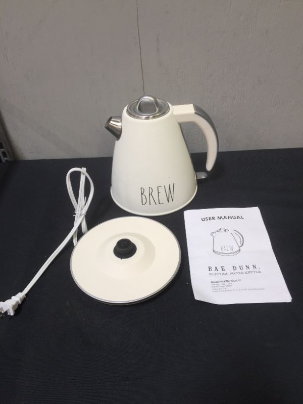 Photo 2 of 
Rae Dunn Electric Water Kettle - Stainless Steel Coffee Maker, 1.5 Liter Tea Kettle, Electric Hot Water Kettle with Automatic Shut Off Boil-Dry Protection, 1500 Watt Boiling Power (Cream)
