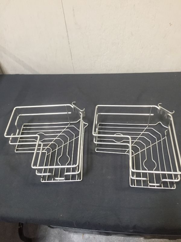 Photo 1 of 2PCS 9X9" SHOWER CORNER METAL SHELVES - SOLD AS IS - FINAL