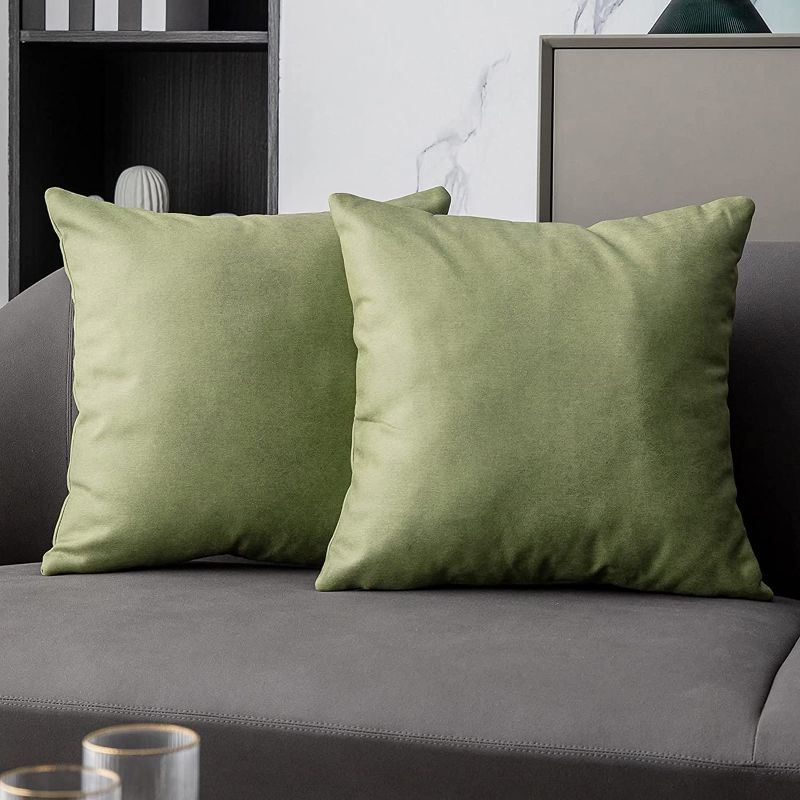 Photo 1 of Anickal Chartreuse Green Pillow Covers 20x20 Inch Set of 2 Luxurious Soft Faux Suede Leathaire Modern Accent Decorative Square Throw Pillow Covers Cushion Cases for Bedroom Living Room Couch Bed Sofa
