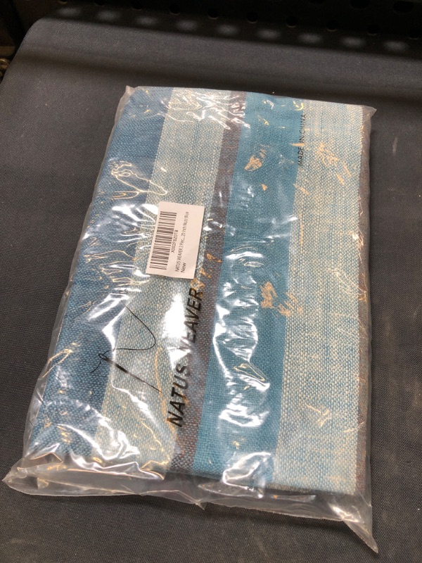 Photo 2 of 2 Pieces Decorative Classic Retro Stripe Throw Pillow Cover with Hidden Zipper Soft Faux Linen Modern Farmhouse Cushion Case for Sofa Bedroom Car 20 x 20 Inch Multi Blue
