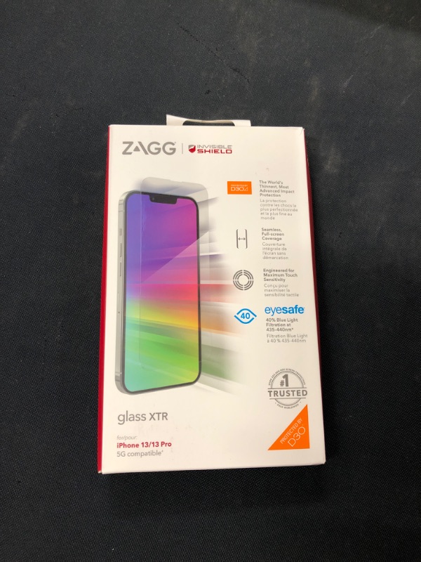 Photo 2 of ZAGG InvisibleShield Glass XTR for iPhone 13 and 13 Pro, Heavy-Duty D30 Material, Ultra-Sensitive & Smooth Touch, Blue-Light Protection, Anti-Microbial Treatment, Easy to Install
