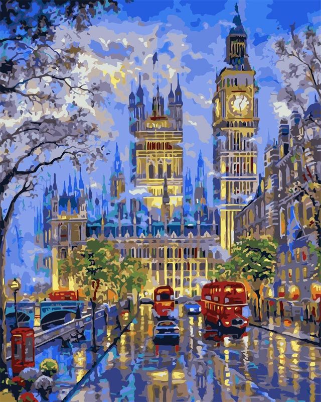 Photo 1 of Adults Paint by Numbers Kit - TUMOVO Big Ben DIY Painting by Numbers by Number Kits, London Street Paint by Numbers for Adults Beginner Kids, 16” x 20” Arts Craft for Home Wall Decor(Frameless)