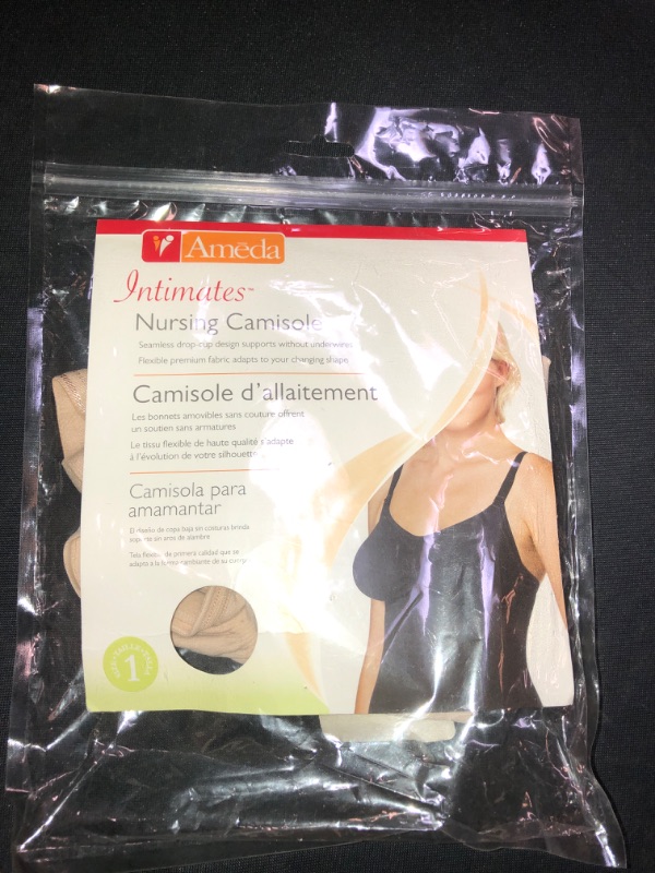 Photo 2 of Ameda Intimates Nursing Camisole Size 1, Tan, Machine-Washable Microfiber Nursing Bra, Drop-Cup Design for One-Handed Open & Close, No Seams or Underwire for , SIZE 1 