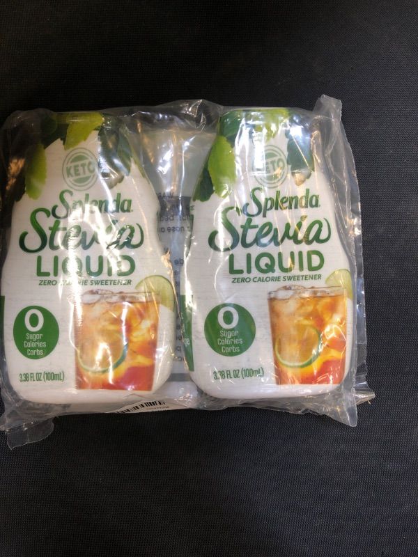 Photo 2 of 
SPLENDA LIQUID Stevia Zero Calorie Sweetener drops, 3.38 Fl Oz Bottle (Stevia, 2 Pack), EXP 10/04/2023