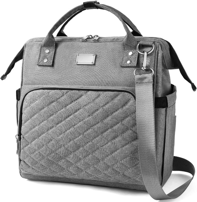 Photo 1 of Reusable Lunch Bag for Men Women, Leak Proof Lunch Box for Office, Large Capacity Lunch Tote Bag with Removable Shoulder Strap with Side Pockets (Grey)
