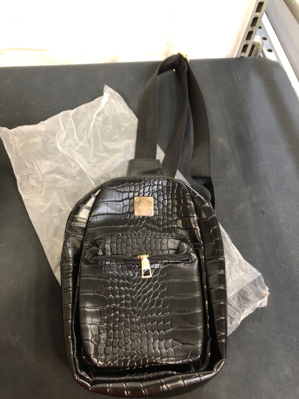 Photo 1 of SLING BACKPACK LEATHER PURSE BLACK AND GOLD CROC