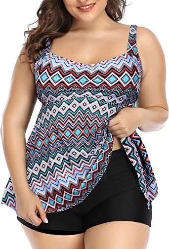 Photo 1 of Aqua Eve Plus Size Tankini Women 2 Pieces Swimsuits with Shorts Flowy Bathing Suits. SIZE 22 PLUS 
