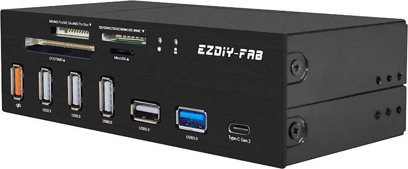 Photo 1 of EZDIY-FAB PC Front Panel Internal Card Reader USB HUB, USB 3.1 Gen2 Type-C Port,USB 3.0 Support SD MS XD CF TF Card for Computer, Fits Any 5.25" Computer Case Front Bay
