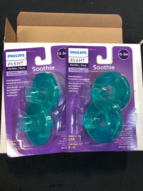 Photo 3 of Philips AVENT Soothie Pacifier, 0-3 Months, Green, 4 Pack, SCF190/41
