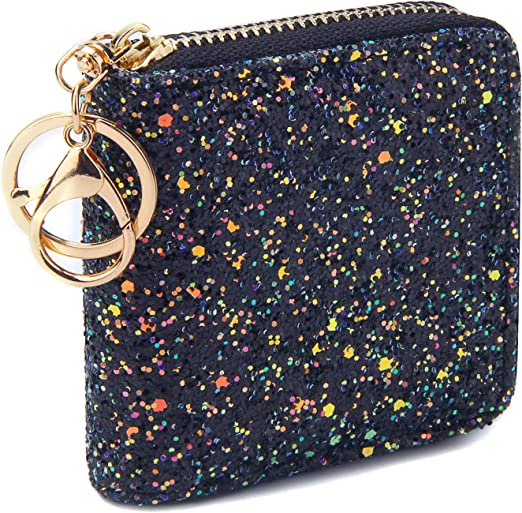 Photo 1 of GEEAD Small Glitter Wallet for Women Girls Mini Coin Purse Pouches with Key Ring
