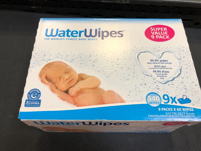 Photo 2 of WaterWipes Biodegradable Baby Wipes, Unscented & Hypoallergenic for Sensitive Skin, 9 Packs (540 Total Wipes)
