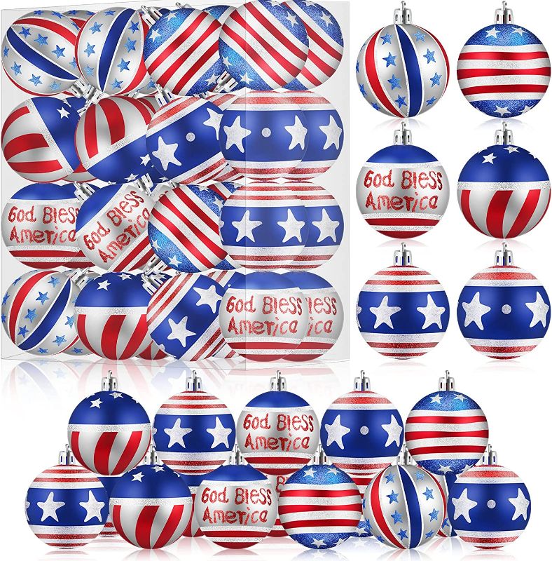 Photo 1 of 4th of July Patriotic Ball Ornaments Independence Day Ball Hanging Pendant American Flag Hanging Ball Ornament Holiday Photo Prop for USA Themed Party Veteran's Day Home Tree Wall Decor (32)
