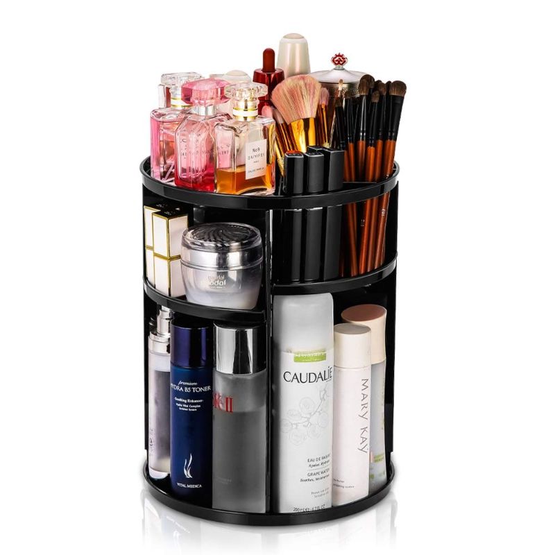 Photo 1 of 360 Rotating Adjustable Cosmetic Organizer - Spinning Holder Storage Rack for Bedroom Dresser or Vanity Countertop?Fits Makeup Brushes, Lipsticks,etc.(Black)
