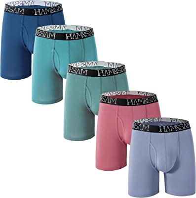 Photo 1 of Men's Boxer Brief 5 Pack Bamboo Viscose Soft Skin-friendly Breathable Underwear for Men, SIZE 2XL 