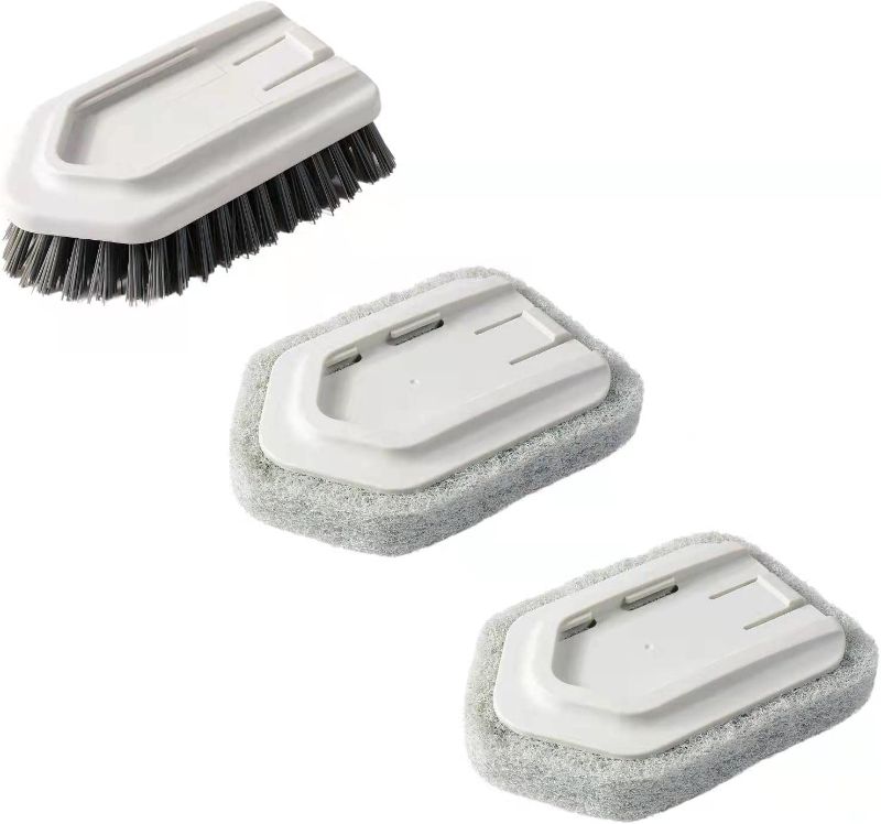 Photo 1 of 3 Pcs Tub and Tile Scrubber Head Replacement 2 Pcs Sponge Refill Scotch Brite Pads and 1 Pcs Scrub Brush Refill, 2 COUNT 