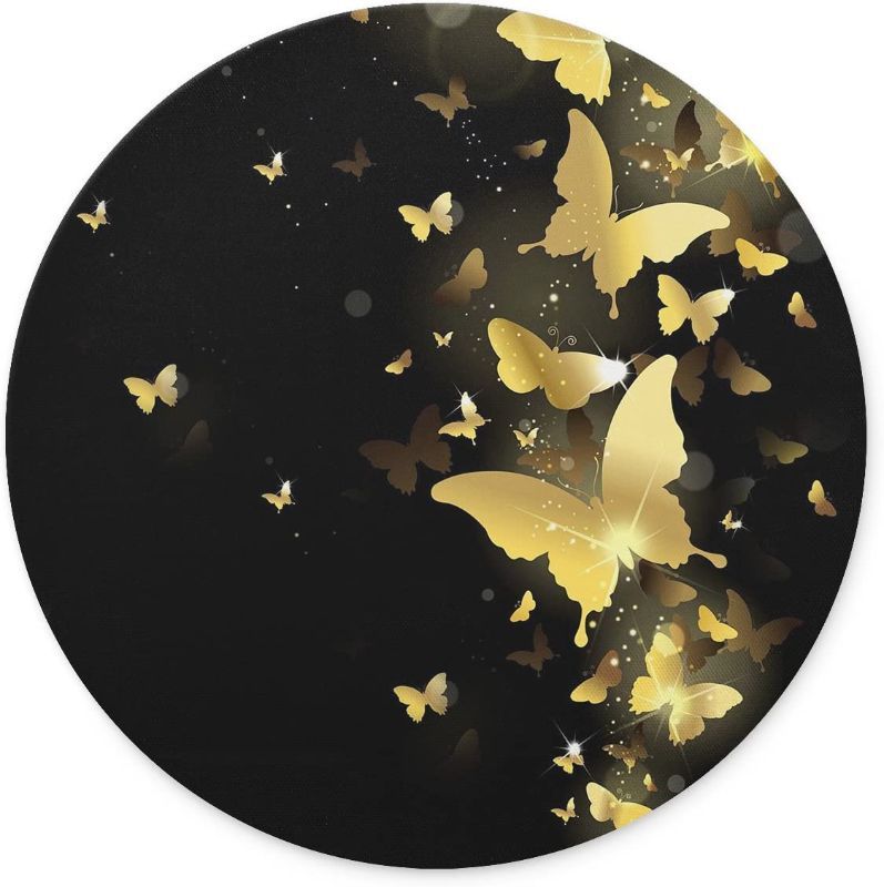 Photo 1 of TuMeimei Non-Slip Rubber Round Mouse Pad? The Golden Butterfly Flying in The Dark Design Round Mouse pad (7.87 inch x 7.87 inch), 2 COUNT