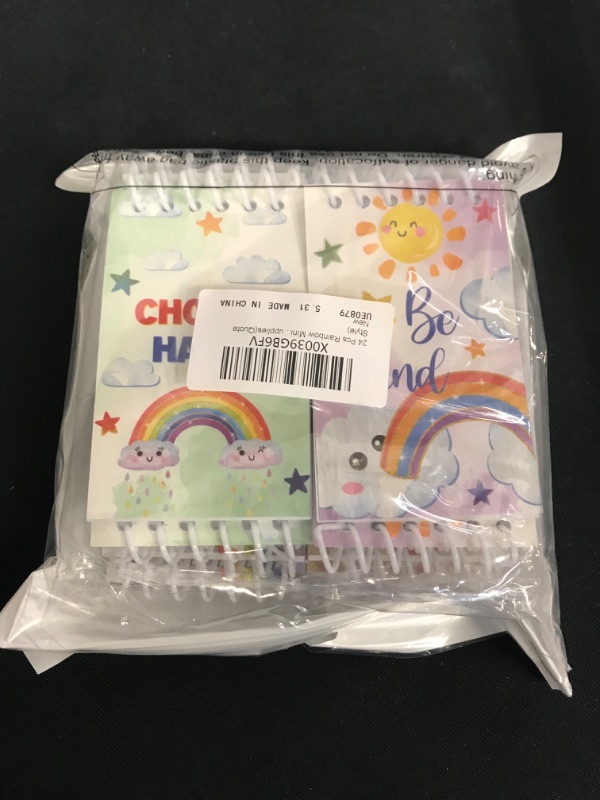 Photo 2 of 24 Pcs Mini Rainbow Notebook Party Favors Rainbow Mini Notepads 2.36 x 3.94 Inch Rainbow Spiral Notebook Bound Memo Note Books for Kids Back to School Office Supplies(Quote Style)
