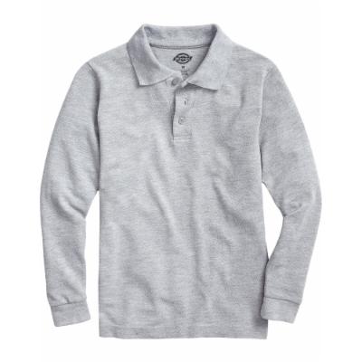 Photo 1 of Dickies Men's Adult Size Piqu © Long Sleeve Polo - Heather Gray L (KL5552) --LOOKS MORE LIKE SIZE XL
