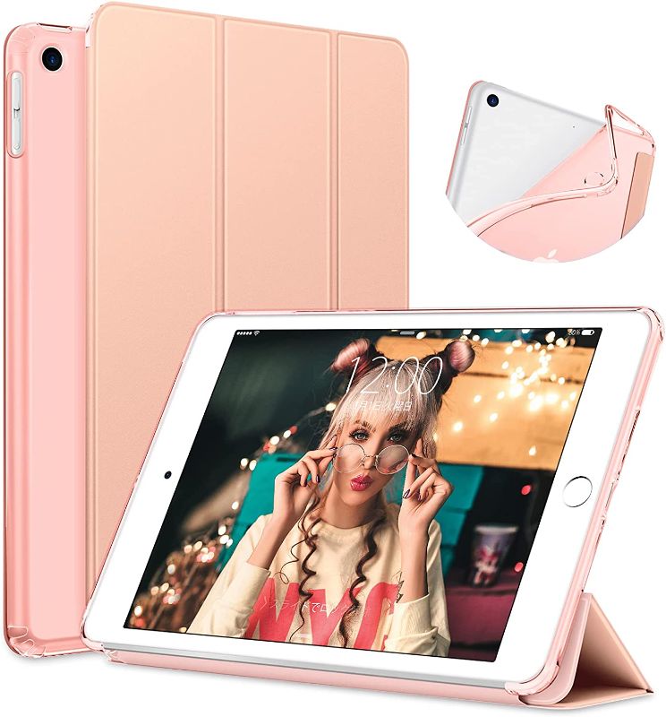 Photo 1 of DTTO for New iPad 9th Generation 10.2 inch 2021, Smart Trifold Stand Soft TPU Translucent Frosted Back Cover, Also Fit iPad 8th Generation 2020 / 7th Generation 2019, Auto Wake/Sleep, Rose Gold
