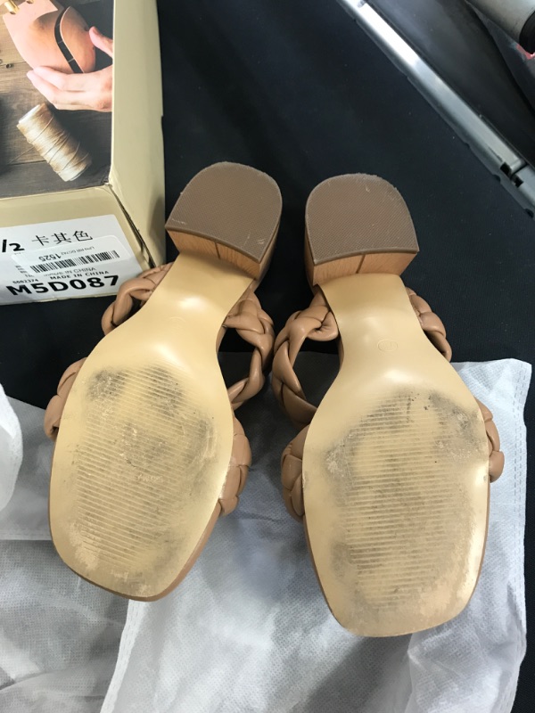 Photo 1 of WOMEN'S SHORT HEEL SANDLE, BEIGE, SIZE 7.5
