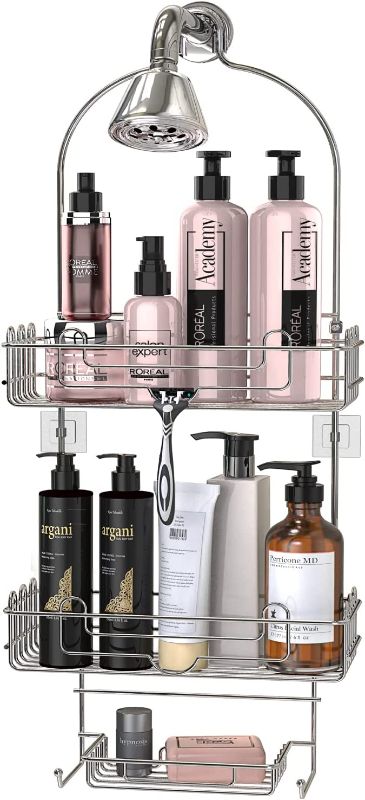 Photo 1 of Bextsrack Hanging Shower Caddy Organizer, SUS201 Stainless Steel Bathroom Over Shower Head Caddy for Shampoo, Conditioner, Soap, Towels and More, Chrome
