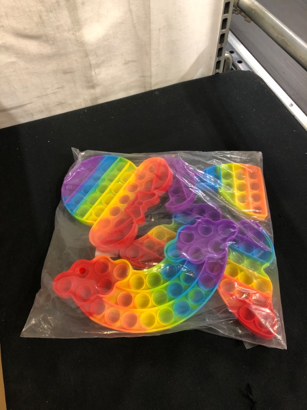 Photo 2 of 4 Packs Pop Poop Toy, Mouse Mermaid Butterfly Sensory Anxiety Stress Relief Satisfying ADHD Cheap Bubble Popper Po Set, Rainbow Poppop
